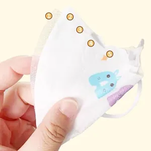 Child 3D KN95 face mask with 5-layer filtration and cartoon dinosaur prints for safety