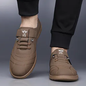 Baskets marron sans lacets avec logo XTZ et semelle souple antidérapante pour hommes