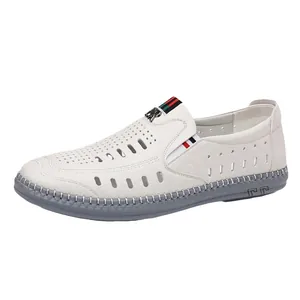 Atmungsaktive weiße Herren-Freizeitschuhe aus Leder mit weicher, rutschfester Sohle