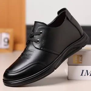 Men Business Casual Leather Shoes Breathable Height Increasing Split Cowhide Second Layer Leather Shoes Non Slip Daily Formal Footwear