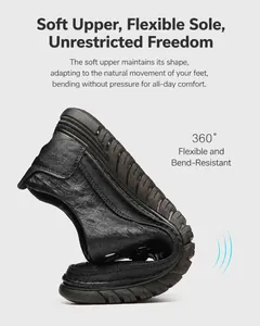 Chaussures en cuir pour hommes montrant une flexibilité à 360 degrés et semelle souple