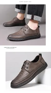 Detail of dark brown leather lace-up men's shoes with premium stitching and anti-slip sole