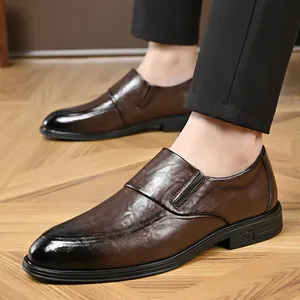 Scarpe Business da Uomo in Pelle di Vacca Stile Britannico Mocassini Senza Lacci Suola in Gomma Antiscivolo per Ufficio Matrimonio Formale Casual