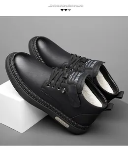 Detailed view of winter boots showing warm white faux fur lining and black leather texture