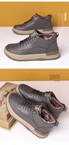 Detail der Herren-Winterstiefel mit dickem Kunstfellfutter und wasserdichtem Obermaterial