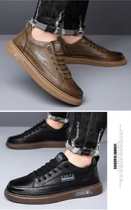 Λεπτομέρεια από casual δερμάτινα loafers με καφέ σόλα και τυπογραφία στο πλάι