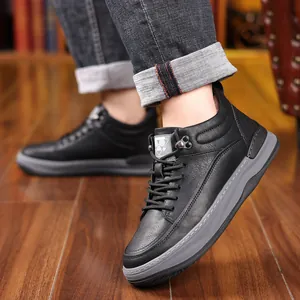 Herren Winter Rindspaltleder Schneestiefel Warm Fleece Gefüttert Wasserdicht High Top Casual Rutschfeste Baumwollschuhe Outdoor Stiefel