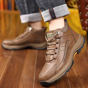 Waterdichte leren heren winterschoenen met warme wollen voering en antislip rubberen zool