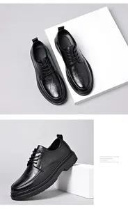 Detailansicht schwarzer Leder-Business-Schuhe mit dicker rutschfester Sohle und wasserfest