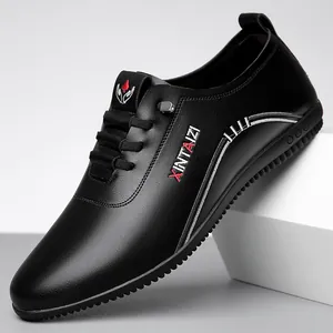 Chaussures Décontractées en Cuir de Vachette pour Hommes Respirantes Antidérapantes Semelle en Caoutchouc pour Conduite