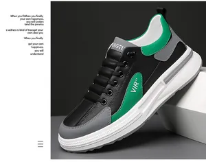 Gros plan sur la semelle plateforme blanche et le cuir des baskets bicolores