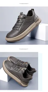 Detailed macro view of litchi textured leather sneakers with STORY tongue logo