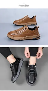 Close-up of men's leather sneakers featuring embossed checkered texture and thick soles