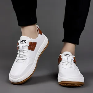 Herren Casual Board Schuhe Spaltleder Atmungsaktiv Mode Sneakers Dicke Sohle Rutschfest Low Top Wanderschuhe Alltag