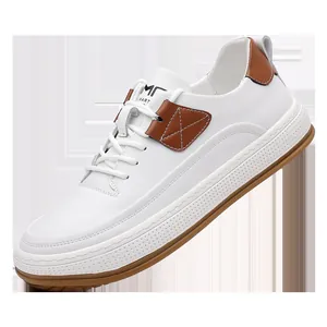Herren Premium-Leder-Sneaker in Weiß und Braun mit dicken, atmungsaktiven Sohlen