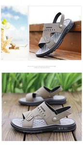 Détail de sandales de plage kaki avec design à double usage et semelle en caoutchouc noir