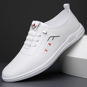 Men's Split Cowhide Leather Loafers Casual Slip-on White Shoes Fashion Driving Shoes Non-slip Soft Sole Moccasins For Daily Wear