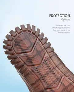 Macro view of the thickened anti-collision toe and non-slip rubber sole for men's sandals