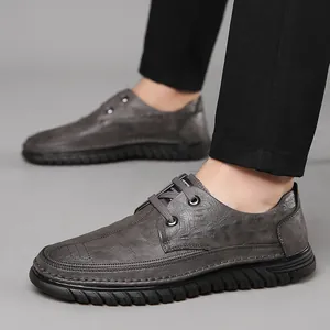 Chaussures Décontractées en Cuir pour Hommes Motif Crocodile Respirantes Antidérapantes Semelle Souple Sneakers Plates de Business pour Hommes