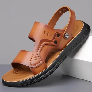 Sandali da Uomo in Vera Pelle Bovina Pantofole a Doppia Modalità Spiaggia All'aperto Casual Antiscivolo Suola Morbida Scarpe Estive