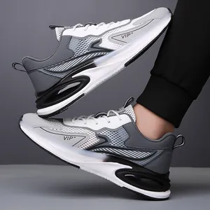 Herren-Daddyschuhe aus atmungsaktivem Mesh in Weiß und Grau mit gedämpfter Sohle zum Laufen