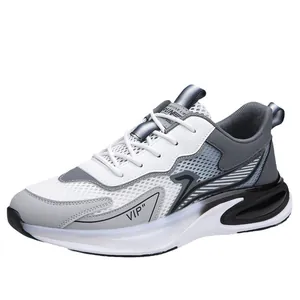 Herren Mesh-Laufschuhe in Grau, Weiß und Schwarz mit dick gepolsterten Sohlen