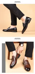 Close-up of black and brown leather loafers for men in formal business attire