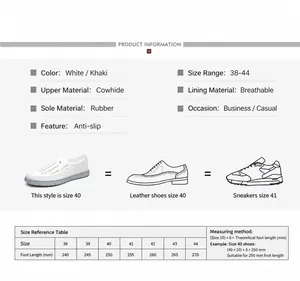 Guide des tailles pour sandales en cuir homme avec mesures de pieds du 38 au 44