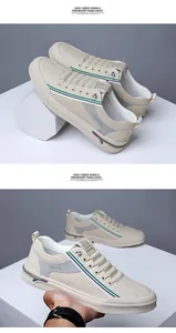 Detail of breathable perforated mesh and grey paneling on beige casual men sneakers