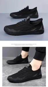 Detalle de zapatos de malla negra para hombre con suela ligera de espuma EVA flexible