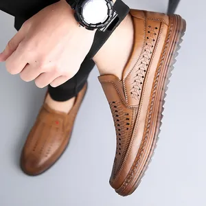 Sandales en cuir marron pour hommes avec semelles antidérapantes pour l'été
