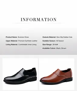 Detailed comparison of black and brown slip-on business shoes with non-slip rubber soles