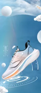 Détail de la tige en mesh respirant et semelle amortissante sur chaussures de course légères