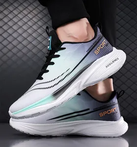 Dynamic view of gradient men's sneakers featuring breathable mesh and thick soles