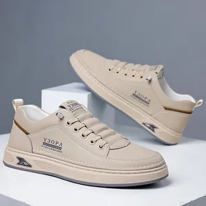 Zapatillas casuales beige para hombre con suela gruesa y logotipo de marca Y3OPA