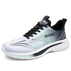 Chaussures running homme en maille respirante avec dégradé gris et semelle amortie