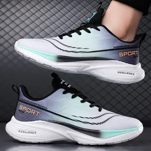 Men's lightweight breathable mesh running shoes with gradient design and cushioned soles