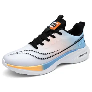 Breathable mesh running shoes for men featuring cushioned white soles and gradient accents