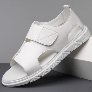 Heren Zomer Casual Strandsandalen Wit Bruin Grijs Zachte Zool Antislip Romeinse Stijl Microvezel Leer Ademende Vrijetijdsschoenen