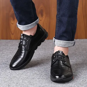 Chaussures décontractées pour hommes en cuir noir avec lacets et semelle antidérapante