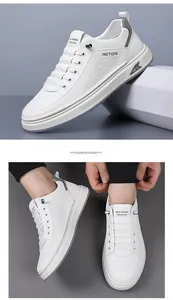 Dettaglio di sneaker bianche in pelle con cuciture rifinite e suola in gomma sportiva