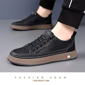 Detailed macro shot of premium black leather texture and tricolor sole stitching