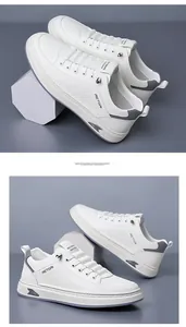 Dettaglio di sneaker bianche da uomo con trama intrecciata e accenti grigi sul tallone