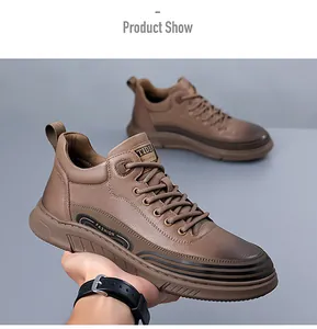 Detail of men's dark brown leather shoe with litchi texture and gradient toe finish