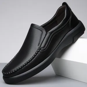 Heren Rundleder Business Casual Loafers Slip On Nette Schoenen Rubberen Zool Slijtvast Formeel Bruiloft Kantoor Schoenen