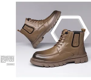 Makroansicht der braunen Retro-Herrenstiefel mit Distressed-Spitze und seitlichem Reißverschluss