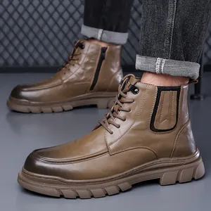 Herren wasserdichte Winterstiefel mit warmem Wollfutter und dicker rutschfester Gummisohle