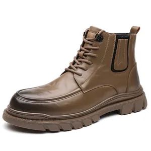 Herren Winter Martin Boots aus braunem Leder mit Wollfutter und rutschfester Sohle