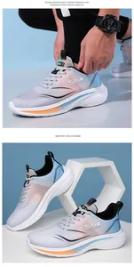 Detail view of breathable mesh material with grey pink and blue gradient on sport sneakers