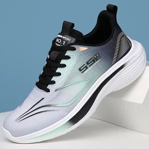 Men's Mesh Sneakers Breathable Lightweight Running Shoes Gradient Color Thick Sole Non-slip Casual Walking Shoes For Men